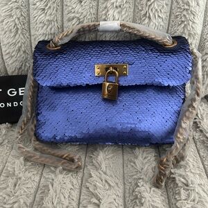Kurt Geiger NWT Blue Sequin Mini Brixton Bag